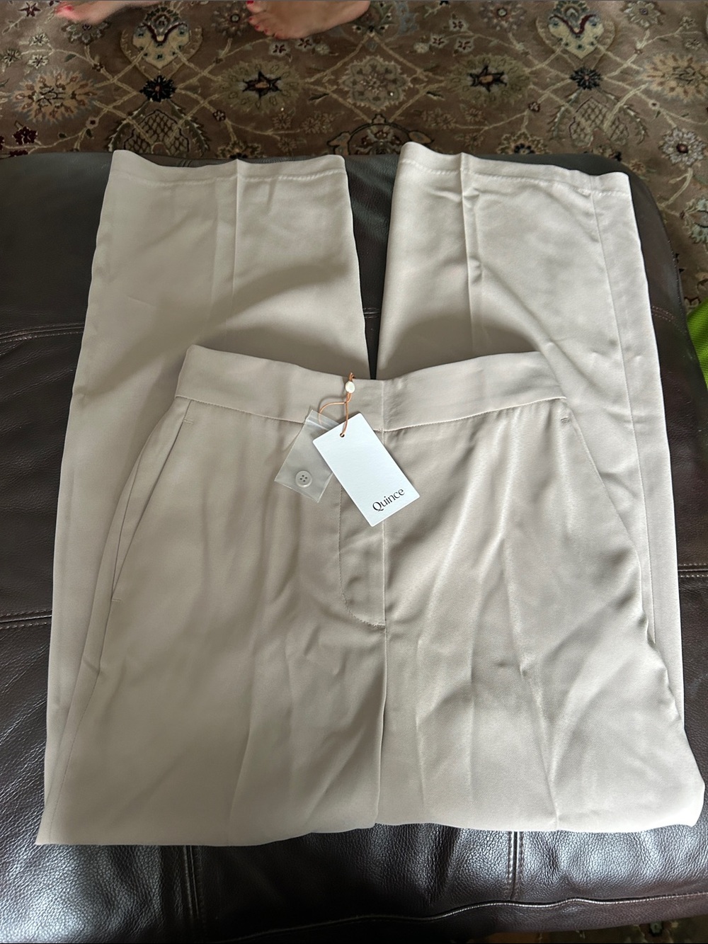 Quince Cream Tailored Pleated Trousers